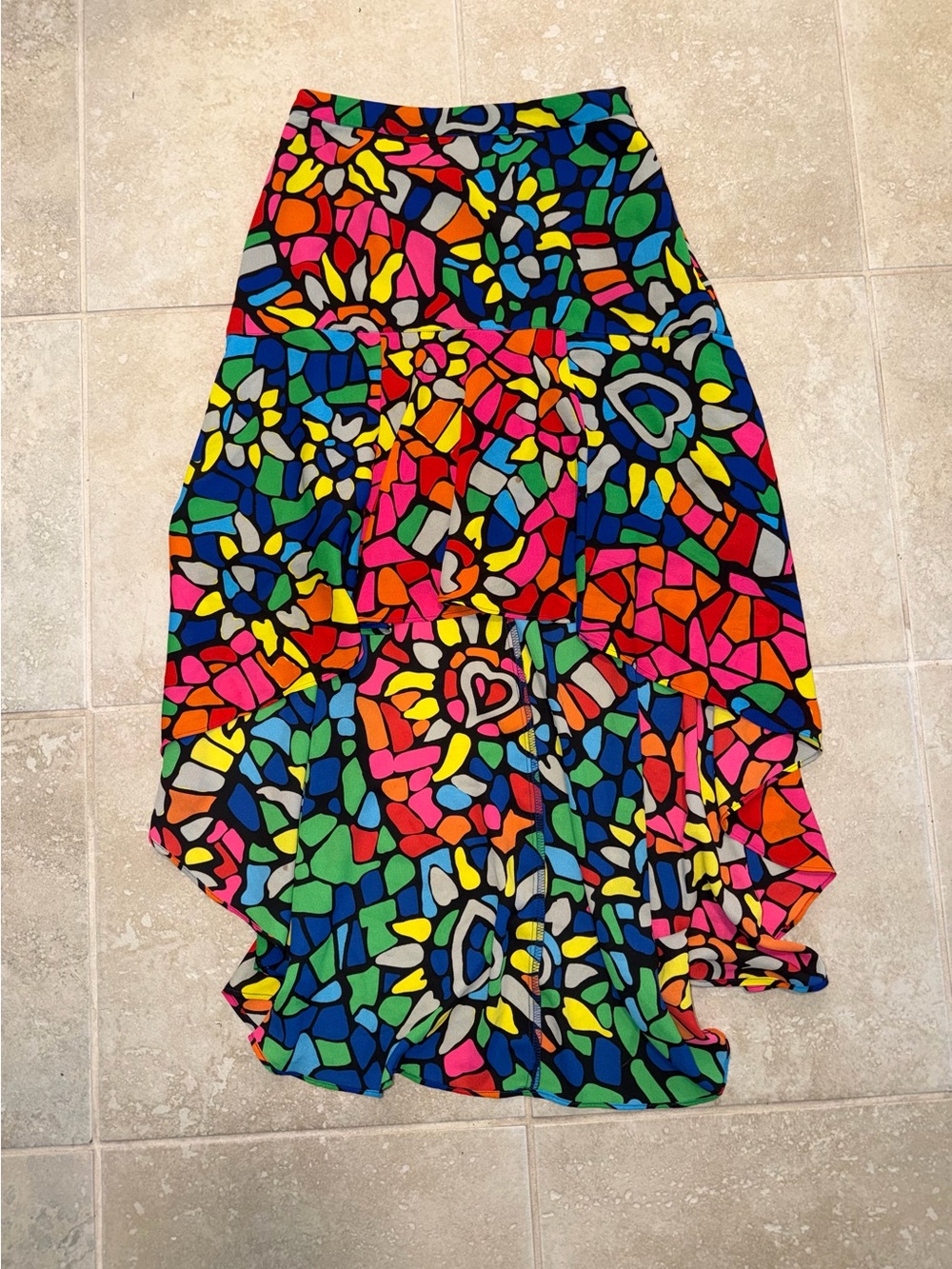Bright Multicolor Mosaic Tiered Skirt